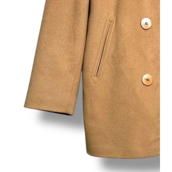 LL Bean Cashmere Blend Peacoat Coat Camel Size 14 Career Old Money Nautical - Picture 4 of 14